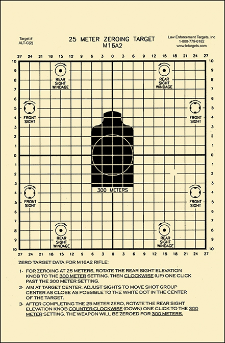 PlusTactical M16A2 25 Meter Zeroing Target On EZ Peel Notepad 
